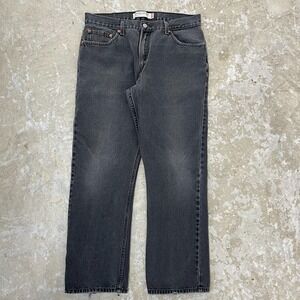 Levis Jeans Mens 36x32 Black Pants Faded 505 Straight Work Dark Denim Fits 35x30